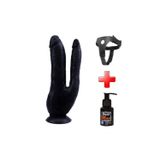 Zaga Oyun Belden Bağlamalı İki Uçlu Vantuzlu Realistik Çatal Dildo Penis