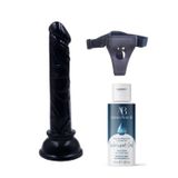 Zaga Oyun Belden Bağlamalı Kayganlaştırıcı Set Siyah Renk Gerçekçi 15Cm Anal Dildo