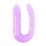 Zaga Oyun Hi-Rubber Şeffaf Jel Çift Taraflı Eğik Dildo - 17Cm Mor 241077752363