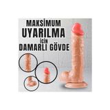 Zaga Oyun Realistik Dokuda Damarlı Kalın Dildo Vantuzlu Gerçekçi Yapay Penis 23 Cm