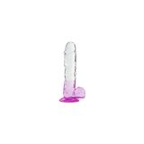 Zaga Oyun Silikon Şeffaf Mor Renkli Realistik Dildo 17,5 Cm