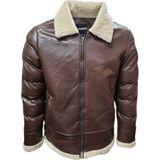 Zagmen Z01037 Erkek Yakası Kürklü Fermuarlı Deri Ceket - Z01037 - Kahverengi - ST01037-KAHVERENGI-M