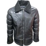 Zagmen Z01037 Erkek Yakası Kürklü Fermuarlı Deri Ceket - Z01037 - Siyah - ST01037-SIYAH-XXL - 2XL