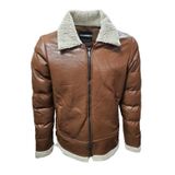Zagmen Z01037 Erkek Yakasi Kurklu Fermuarli Deri Ceket
