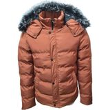 Zagmen Z01325 Erkek Kapusonu Kurklu Ici Peluslu Sisme Mont - Z01325 - Kiremit - St01325-Kiremit-L
