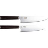 Zaika 2'li Set Gyutou ve Eğri Santoku Japon Tasarım Şef Bıçakları Ahşap Sap Paslanmaz Çelik - 0 - 19 lt - Çok Renkli