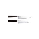 Zaika 2'li Set - Gyutou Ve Eğri Santoku - Japon Tasarım Şef Bıçakları - Ahşap Sap Paslanmaz Çelik
