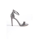 zaınexpress Üç Sıra Taşlı 11cm Topuklu Sandalet Abiye Stiletto Kadın Ayakkabı