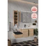 Zakkum 100 Cm %100 Mdf Lavabolu Banyo Dolabı Lefkas Meşe