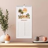 Zamansız Doğum Günü Takvimi, Fas Manzaralı Dekoratif Takvim, 14 x 29,7 Cm, 12 Aylık Tarihsiz Sürekli Takvim, Aylık Planlayıcı Takvim - Duvar Takvimi