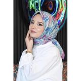 Zambak Çiçek Desen Lavanta Soft Pamuk Eşarp