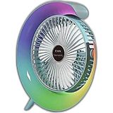 Zamerya Masaüstü Vantilatör USB Şarjlı Rgb LED Işıklı 3 Kademeli 180° Ayarlanabilir Soğutucu Fan Mavi