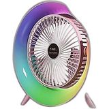 Zamerya Masaüstü Vantilatör USB Şarjlı Rgb LED Işıklı 3 Kademeli 180° Ayarlanabilir Soğutucu Fan Pembe