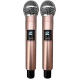 Zamerya Profesyonel Çiftli Kablosuz Mikrofon Seti Karaoke Şarj Edilebilir 50 Metre Mesafe Rose