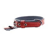 Zampa Flatiron 2.5x47 cm Lacivert Kırmızı Yumuşak Dokulu Gerçek Deri Köpek Tasması