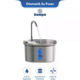 Zampa Kedi ve Köpekler İçin Kare Paslanmaz Çelik Otomatik Su Pınarı 3.2 Litre