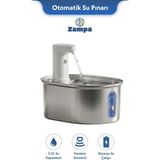 Zampa Kedi ve Köpekler Için Oval Sensörlü Bataryalı Çelik Otomatik Su Pınarı 3.2 Litre - Gri