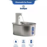 Zampa Kedi ve Köpekler İçin Oval Sensörlü Bataryalı Çelik Otomatik Su Pınarı 3.2 Litre