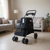 Zampa Tourist Kedi & Köpek Arabası 15 kg Taşıma Kapasitesi, Ergonomik Tutma ile Siyah Renk 46 x 85 x 91.5 cm