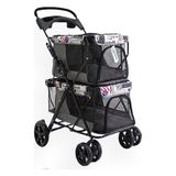 Zampa Twins Gri 2li Kedi & Köpek Arabası 51x85x100 cm Çelik Malzeme ile 20 kg Taşıma Kapasitesi