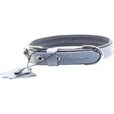 Zampa Yumuşak Dokulu Gerçek Deri Flatiron Köpek Boyun Tasması Lacivert Turkuaz 2X35 cm