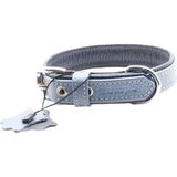 Zampa Yumuşak Dokulu Gerçek Deri Flatiron Köpek Boyun Tasması Turkuaz Lacivert 3X63 cm