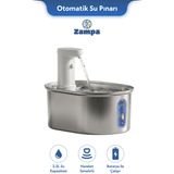 Zampa Zampa Kedi Ve Köpekler İçin Oval Sensörlü Bataryalı Çelik Otomatik Su Pınarı 3.2 Litre