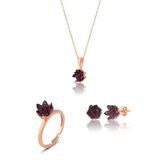 Zanaatsilver 925 Ayar Ametist Taşlı Lotus Çiçeği Gümüş Kolye