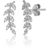 Zanaatsilver 925 Ayar Gümüş Zirkon Taşlı Rodyum Kaplama Yaprak Modeli Küpe