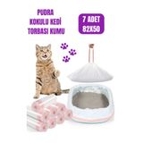 zankaplast 7'li Kedi Kumu Torbası Pudra Kokulu Büzgülü Poşet Pet Evcil Hayvan Kedi Tuvaleti 1 Paket 82x50cm