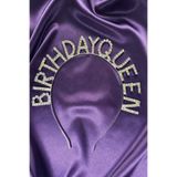 Zanora Gümüş Renk Metal Taşlı Bırthday Queen Yazılı Doğum Günü Tacı