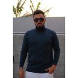 Zanzino Erkek Boğazlı Kazak - M/REG - Beyaz - Petrol Mavi