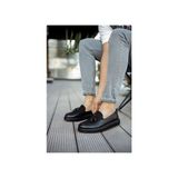 Zapatos CH002 Loafer Pelle Erkek Bağcıksız Rugan Malzeme Düz Tabanlı Klasik Ayakkabı - Siyah