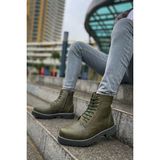 Zapatos CH009 Military Erkek Spor Günlük Bağcıklı ve Fermuarlı Cilt Bot Cst - Haki