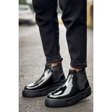 Zapatos CH069 Harmany Erkek Spor Günlük Chelsea Tipi Bağcıksız Rugan Bot Rst - Siyah - BLK-Siyah