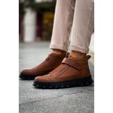 Zapatos CH103 Pyramid Long Erkek Spor Günlük Bağcıksız Cırtlı Cilt Bot Cst - Taba - Kahverengi