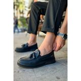 Zapatos CH127 Loafer-X Erkek Günlük Bağcıksız Corcik Cilt Klasik Ayakkabı Cst - Siyah - 001-Siyah