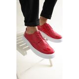 Zapatos CH149 Changer Over Erkek Günlük Bağcıklı Rugan Klasik Ayakkabı Rbt - Kırmızı - Beyaz