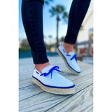 Zapatos CH311 Espadril Erkek Günlük Bağcıklı Hasır Taban Triko Klasik Ayakkabı Tht - Beyaz/mavi