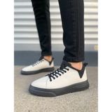 Zapatos JY204 Flex Bağcıklı Keten Kumaş Erkek Günlük Sneaker Ayakkabı Kst - Beyaz/siyah