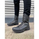 Zapatos JY999 Strike Bağcıklı Suni Deri Ortopedik Taban Erkek Askeri Postal Bot Siyah Konforlu - BLK-Siyah