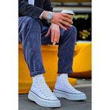 Zapatos Kb-Cx3 Erkek Günlük Bağcıklı Keten Uzun Spor Sneaker Ayakkabı Kbt - Beyaz