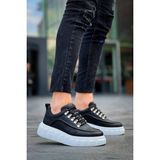Zapatos KB-X10 Erkek Günlük Bağcıklı Cilt Spor Sneaker Ayakkabı Cbt - Siyah - (Kenya)Black-TrueWhite