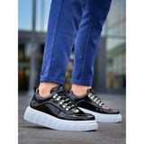 Zapatos KB-X10 Erkek Günlük Bağcıklı Rugan Spor Sneaker Ayakkabı Rbt - Siyah - 001-Siyah