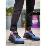 Zapatos KB-X46 Erkek Günlük Bağcıklı Paraşüt Kumaş Süet Spor Sneaker Ayakkabı Pksst - Siyah/mavi - 001-Siyah