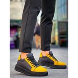 Zapatos KB-X46 Erkek Günlük Bağcıklı Paraşüt Kumaş Süet Spor Sneaker Ayakkabı Pksst - Siyah/sarı - 001-Siyah