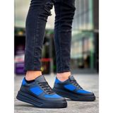 Zapatos Kb-X8 Erkek Günlük Bağcıklı Cilt Süet Spor Sneaker Ayakkabı Csst - Siyah/mavi - 001-Siyah