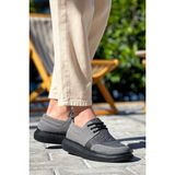 Zapatos KB042 Erkek Günlük Bağcıklı Süet Keten Klasik Ayakkabı SKST - Gri