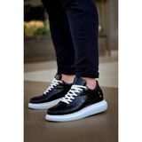Zapatos KB047 Erkek Günlük Bağcıklı Croco Desenli Cilt Spor Sneaker Ayakkabı Cbt - Siyah - 001-Siyah