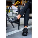 Zapatos KB309 Erkek Günlük Bağcıklı Fermuarlı Croco Desenli Cilt Spor Sneaker Ayakkabı Cst - Siyah - 001-Siyah